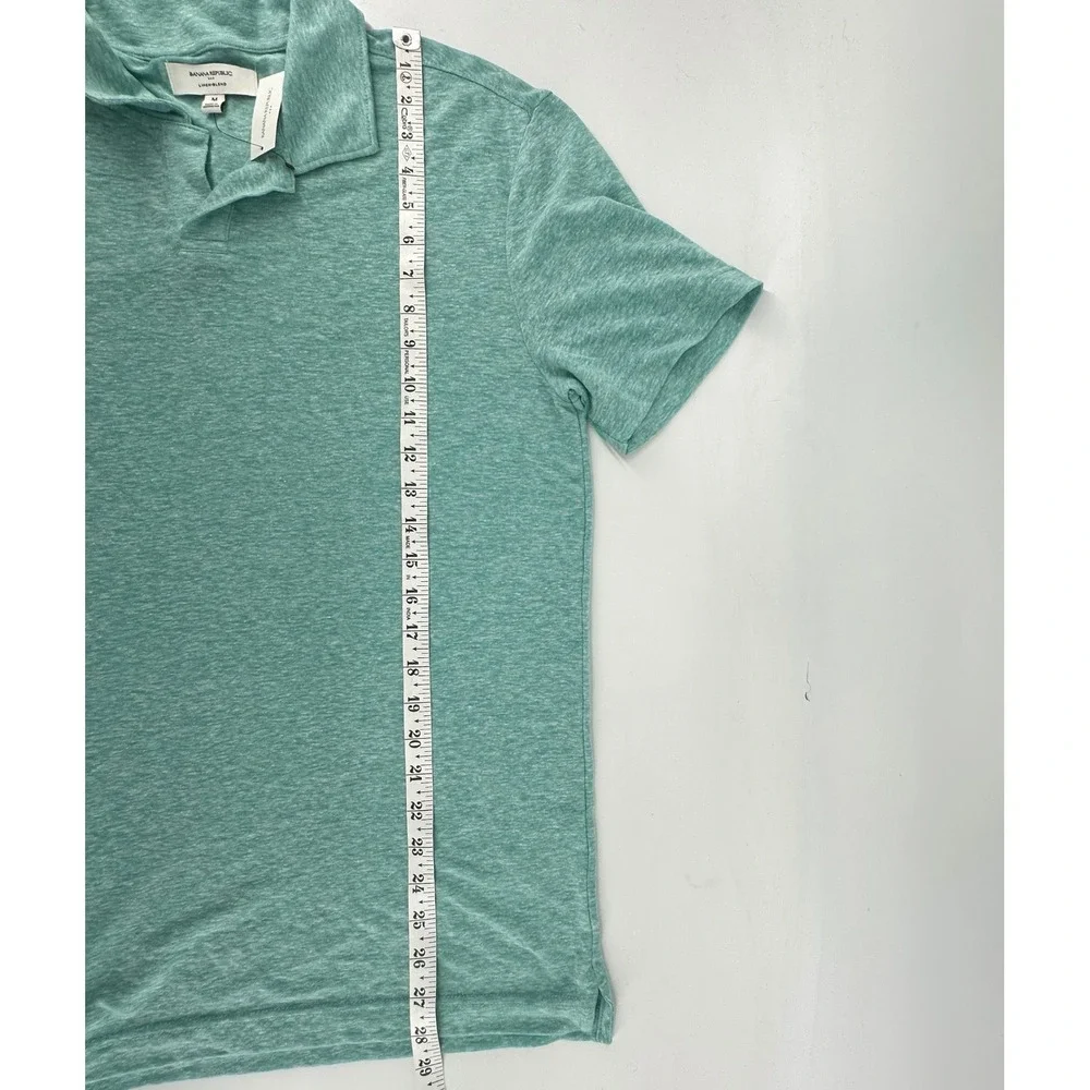 Banana Republic Polo Shirt Linen Blend Coastal NWT Mens Size M Green Heathered